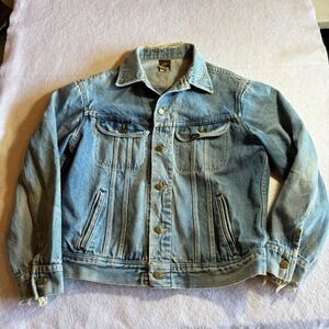Vintage Lee Denim Jacket Mens 40R Medium Wash Trucker Style Button Front